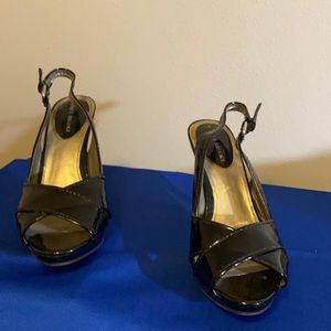Black Open Toe Strap 4” Heels